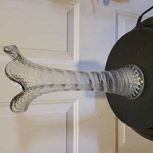 Imperial Glass Clear Swung Ripple & Ribbon Vase 11.5"